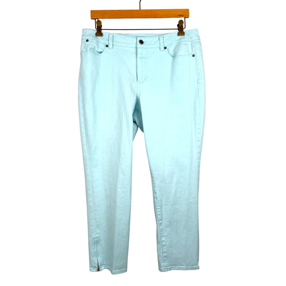 Talbots Womens 12 Light Blue Curvy Crop Jeans Zip Ankle Casual Chic
